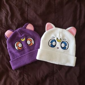 Sailor Moon Artemis + Luna beanie set